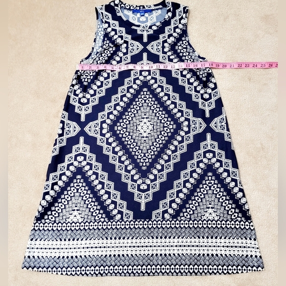 Womans Apt 9 Size Small Blue White Boho Spring Summer Shift Dress With Pockets - Picture 6 of 10